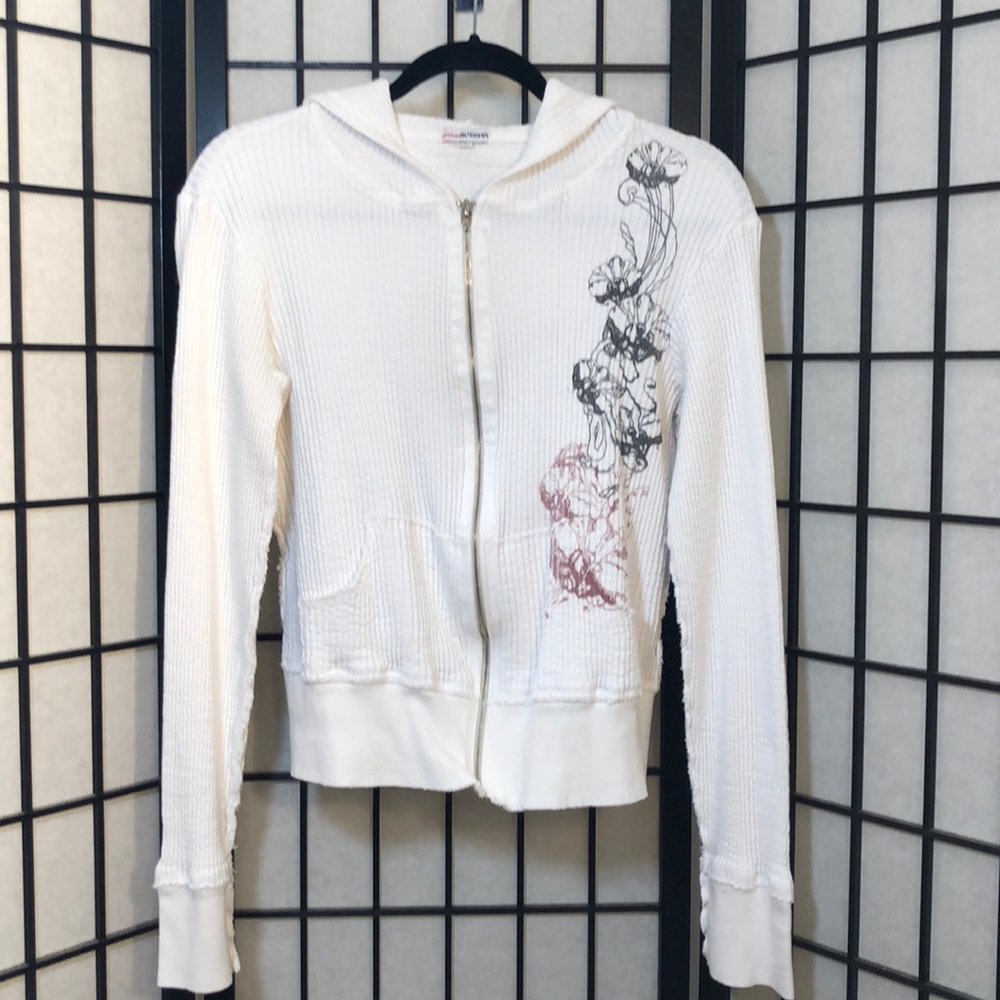 White, Zippered Hoodie, with Pockets and Attitude!